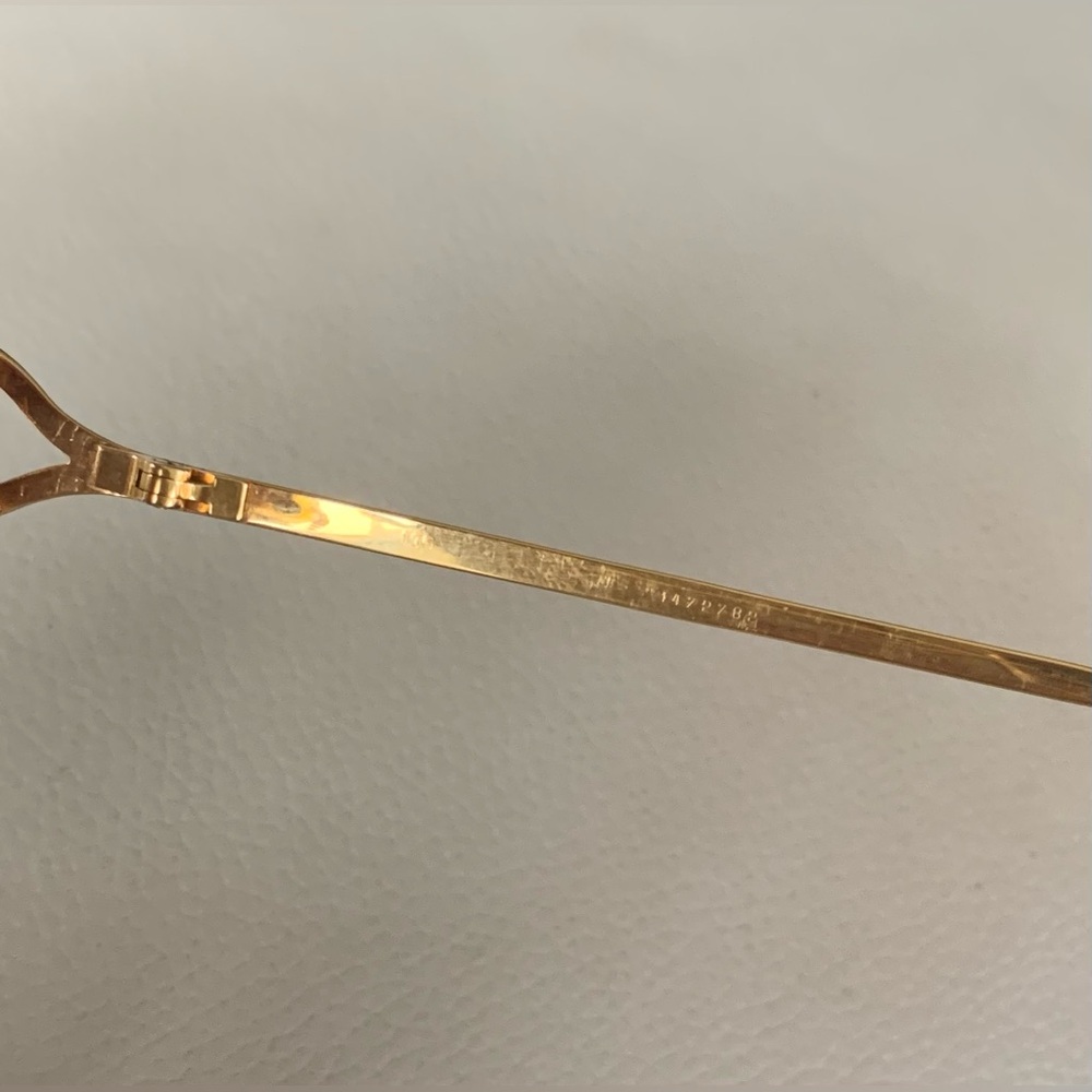 Cartier C Decor 22 K 135 Gold Plated and Burgundy Rectangle Rimless Eyewear - Picture 6 of 8